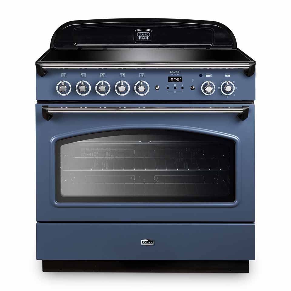 Falcon Classic FX 90cm Induction Oven Stone Blue and Chrome