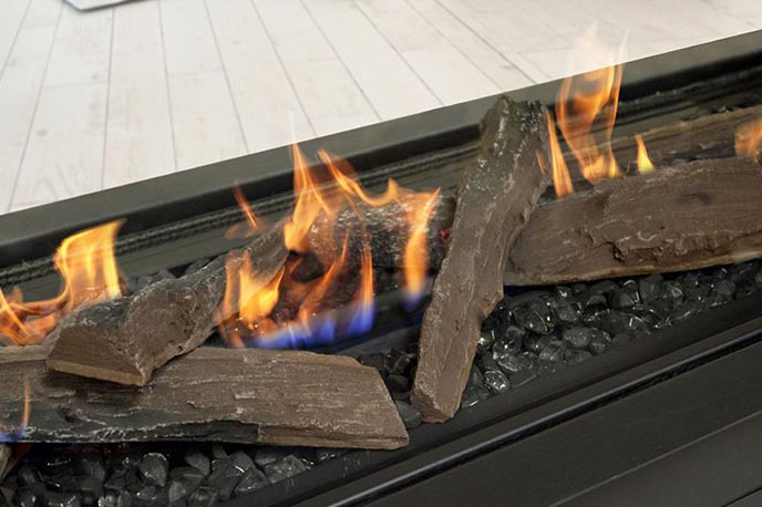 Real Flame Gas Fireplace Element Double Sided